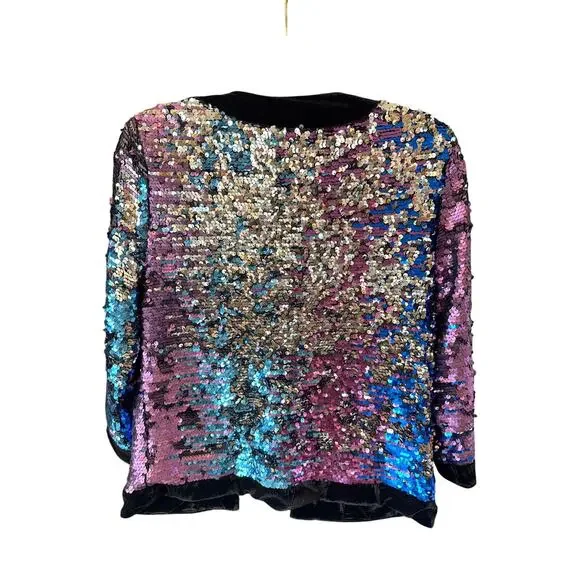 Boston Proper Vintage Sequin Mermaid Jacket sz S - Picture 3 of 9